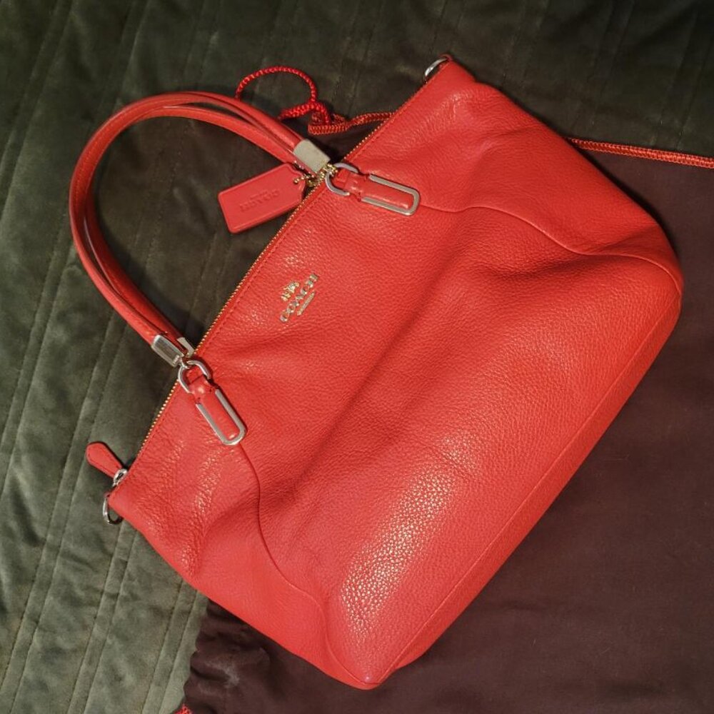 Coach Kelsey Satchel Tangerine|Orange Pebbled Leather with Dustbag - Picture 11 of 13